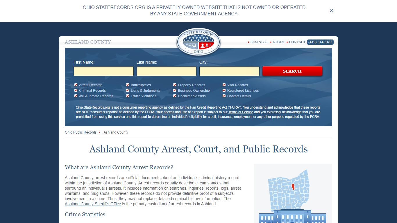 Ashland County Arrest, Court, and Public Records