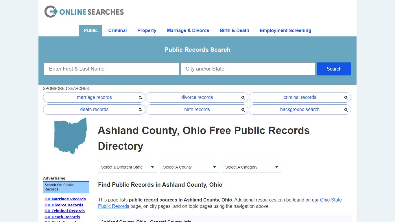 Ashland County, Ohio Public Records Directory