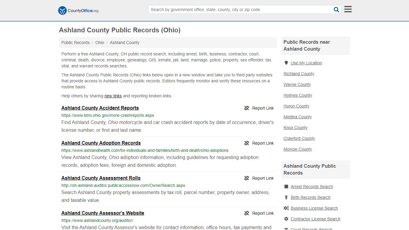 Public Records - Ashland County, OH (Business, Criminal ...